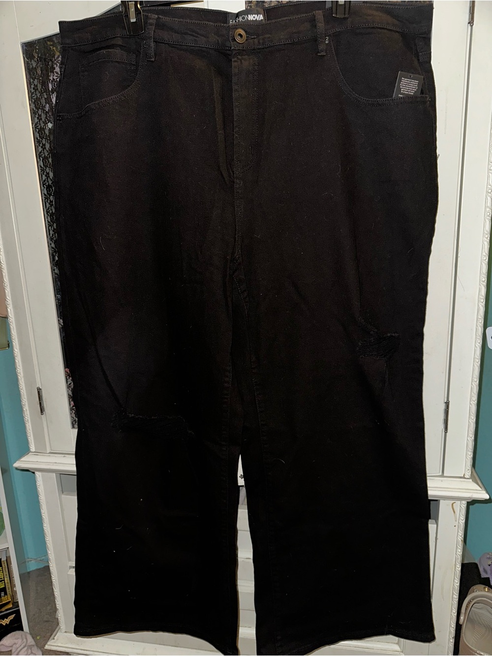 Fashion nova black wide leg jean pants size 22 BNWT